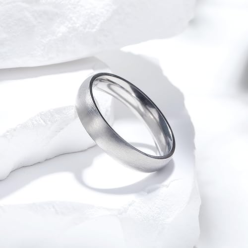 Miniatura 2 de King Will Anillo básico de titanio plateado y negro de 0.118 in, 0.197 in, 0.276 in, 0.354 in, anillo de boda para hombres y mujeres, cepillado,