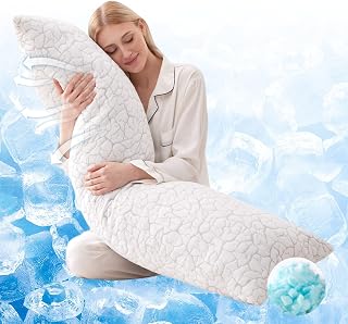 Cooling Body Pillow for Adults, Shredded Memory Foam Full Body Pillow with Adjustable Loft & Removable Washable Cover, Long Bed Pillow for Side Sleepers, Back Pain Relief (20x54 Inches)