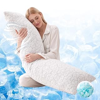 Cooling Body Pillow for Adults, Shredded Memory Foam Full Body Pillow with Adjustable Loft & Removable Washable Cover, Long Bed Pillow for Side Sleepers, Back Pain Relief (20x54 Inches) - Amazon product rated Grade A