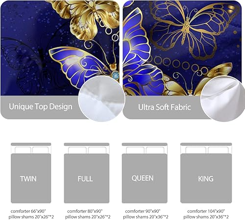 Miniatura 5 de MILANKET Juego de edredón de mariposa tamaño Queen, juegos de ropa de cama de 3 piezas con mariposas moradas para niñas, niños y adultos, juego de
