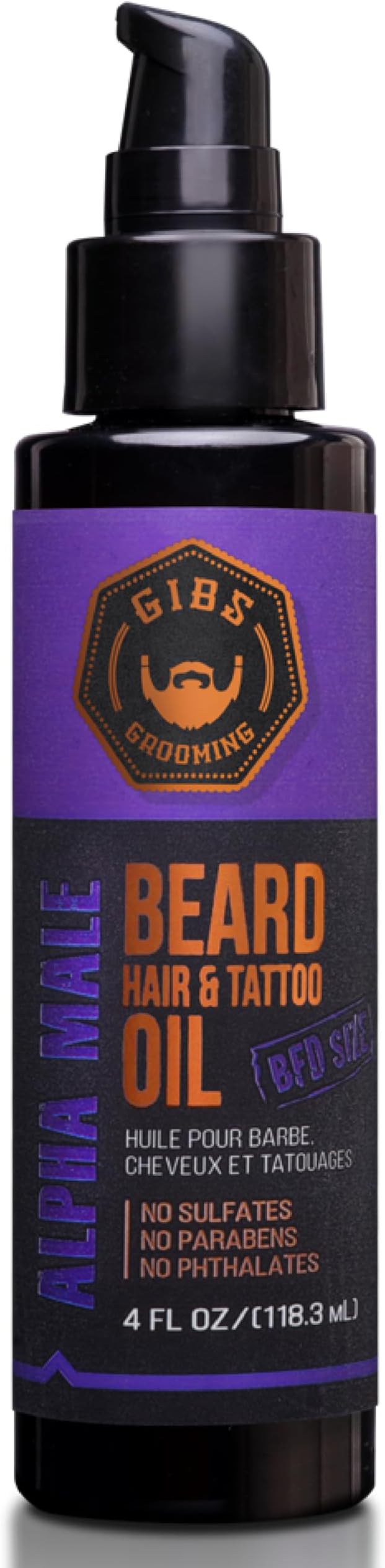 GIBS Beard, Hair & Tattoo Oil - Softens & Strengthens Beard Growth, Moisturizes Skin (4 Scents, 2 Sizes)