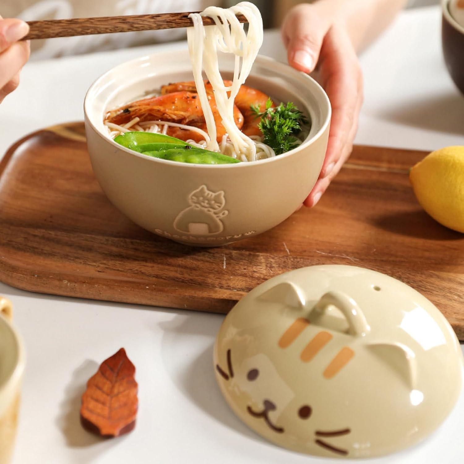 Amazon | TAKEYどんぶり 食器 茶碗 猫柄 ラーメン丼 蓋付き 大容量