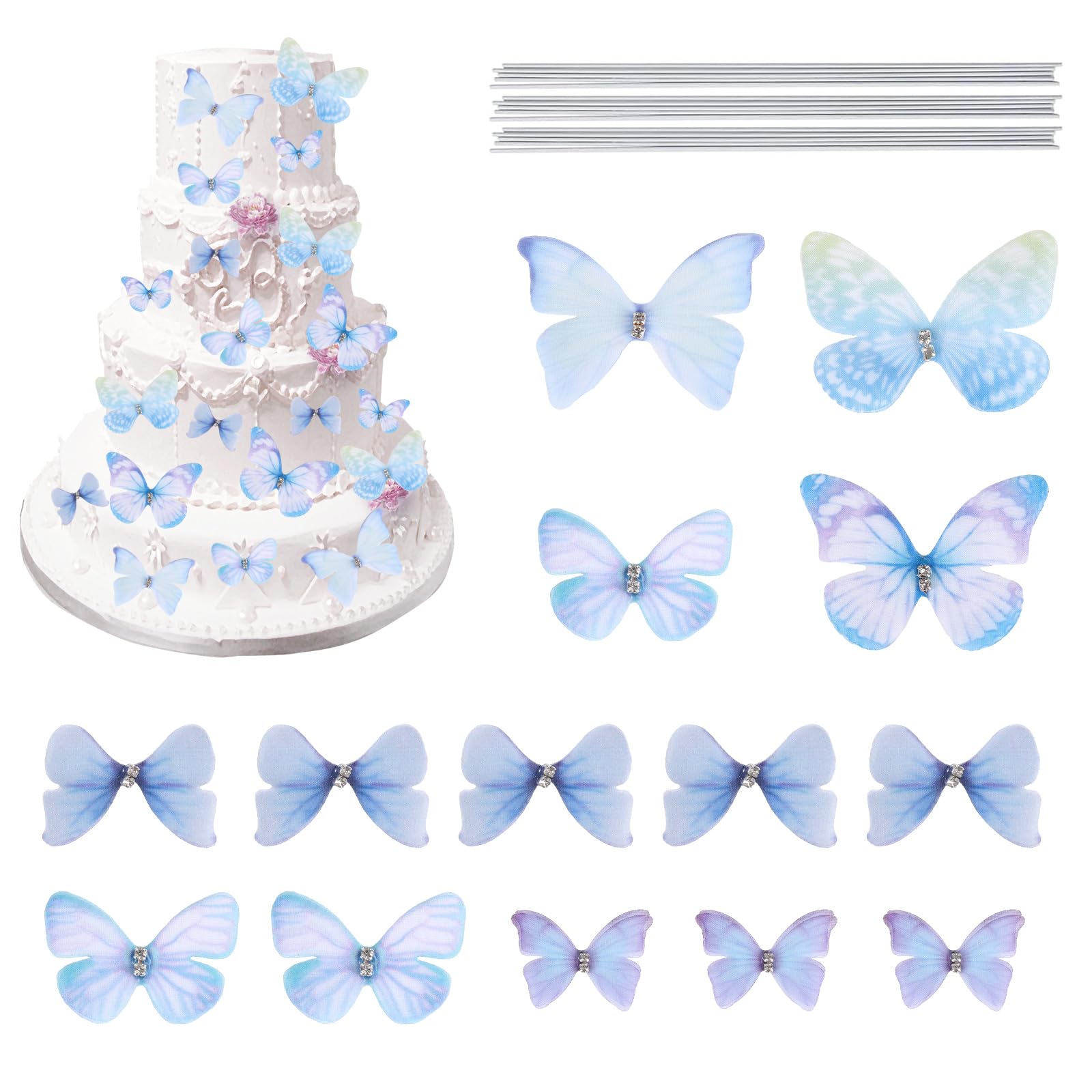 Buutterfly Topper Glitter Butterfly Party Decor 36-Pack 3D Butterfly Cupcake Toppers ...