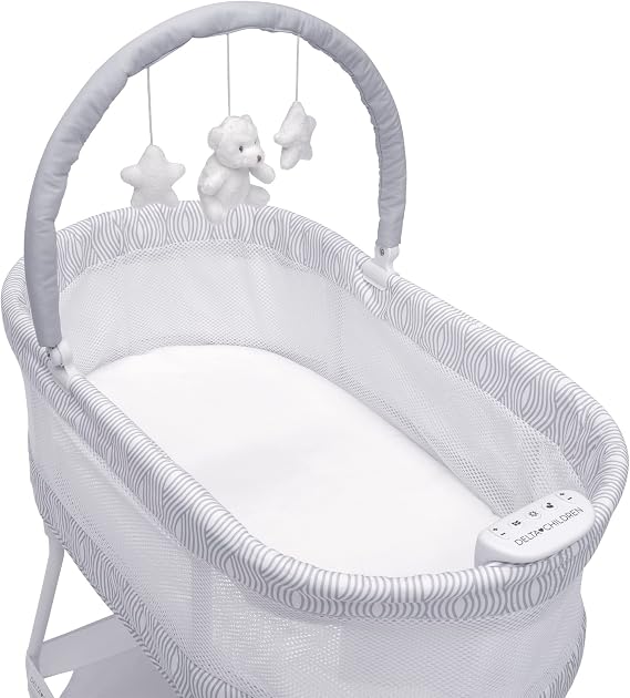Delta Children Adjustable, fabric, Mesh, White/Grey, Bassinet