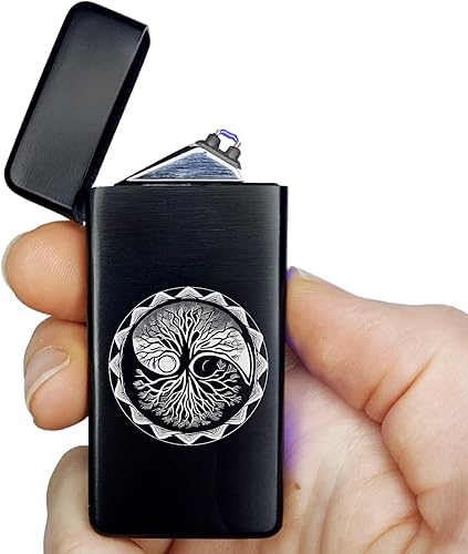 Miniatura 9 de Encendedor eléctrico de doble arco, recargable, USB, resistente al viento, de plasma, sin llama, para hombres (estilo 4 - calavera de flores)