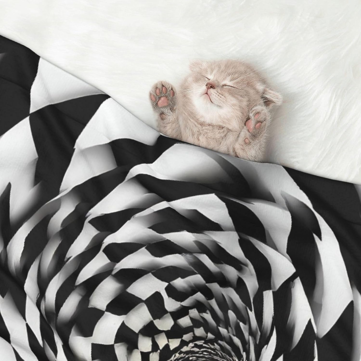 3D Vortex Illusion Print Soft Plush Pet Blanket, Washable Dog Blanket, Cat Fleece Throw, Puppy Bed Crate Mat & Sofa Couch Protector - Large
