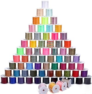 70 Rolls Chinese Knotting Cord 0.8 mm Nylon String for Bracelet 70 Colors 1540 Yards Nylon Beading String Thread Colored Colorful Wire Rope for Friendship Jewelry Making Necklace Kumihimo