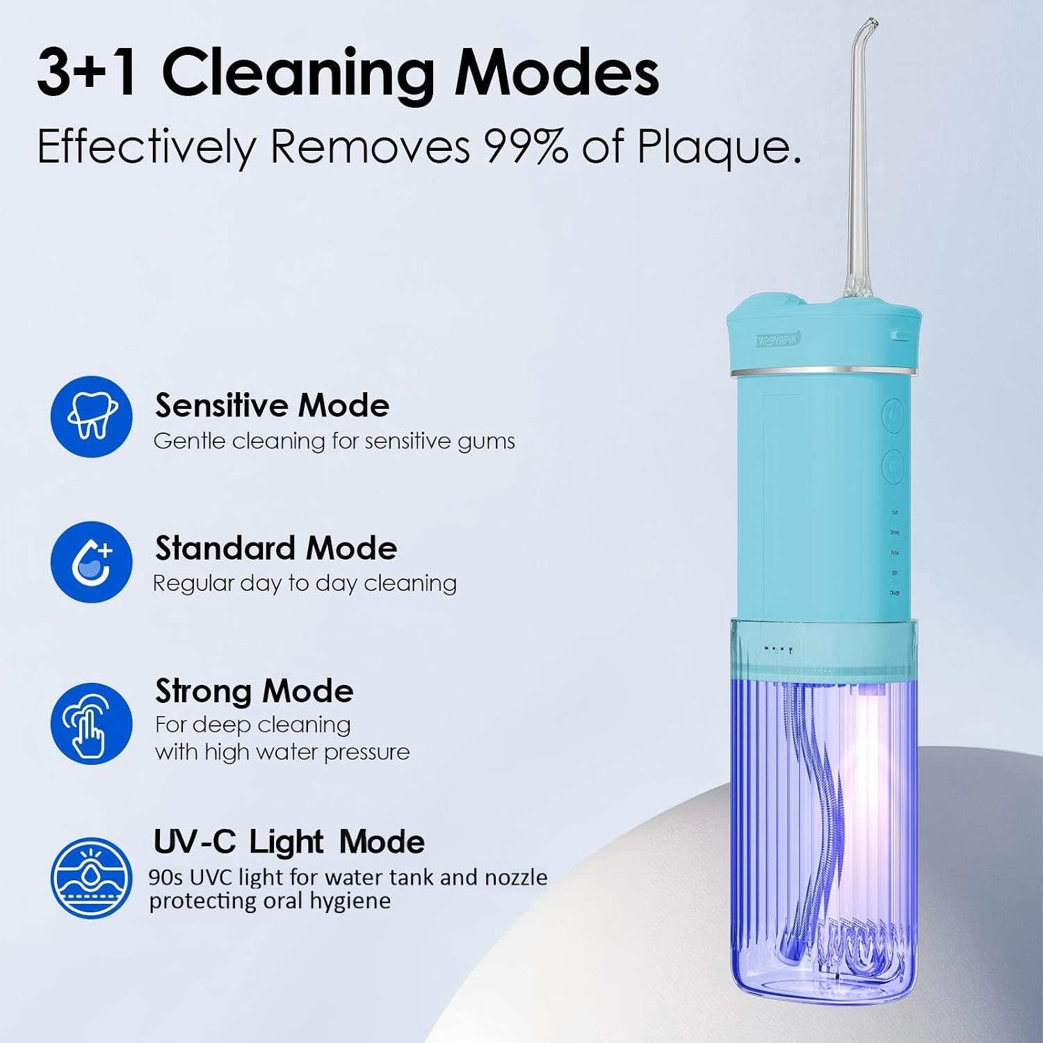 Portable Mini Water Flosser 225ML Long-Lasting Endurance Travel Cordless Oral Irrigator for Gum Care/Implants/Braces (Green(8Tips))