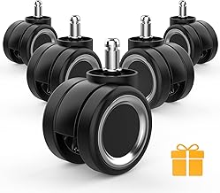 Caster Chair Caster Smooth Quiet Caster Wheel Diameter 2.4 inches (60 mm), Shaft Diameter 0.4 x 0.9 inches (11 mm) x 0.9 inches (22 mm), Universal Set of 5 Heavy Duty Urethane Casters for Office