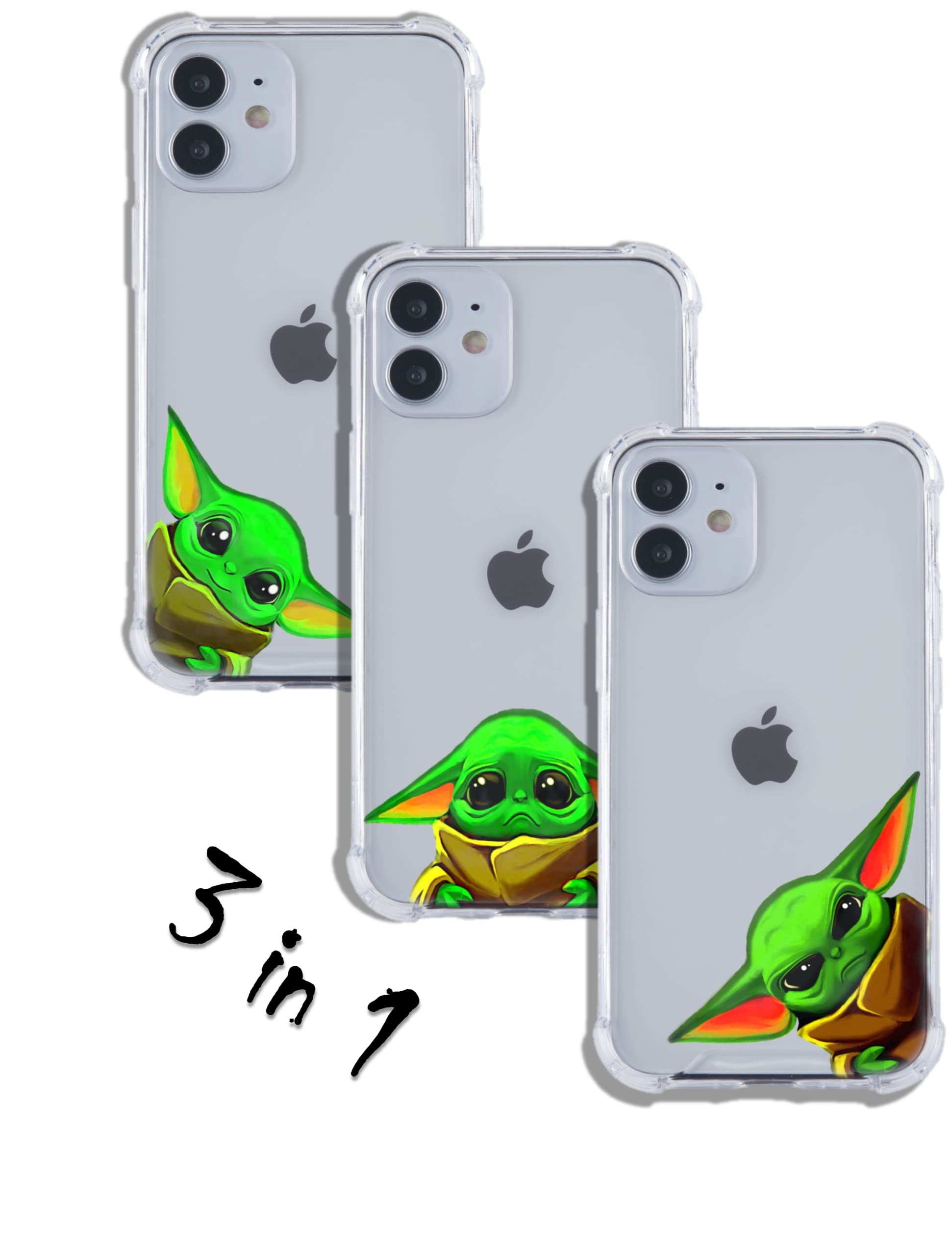 Baby Yoda case iPhone 12 Pro MaxMandalorian Star Wars Happy Sad Angry 3 in1