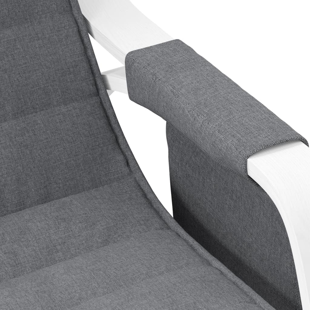 Schaukelstuhl Dunkelgrau Stoff Relaxstuhl mit Birkenholz-Rahmen Moderner Polstersessel für Wohnzimmer Schlafzimmer und Lounge Bequemer Wippstuhl Belastbarkeit bis 110 kg 67x80x88 cm