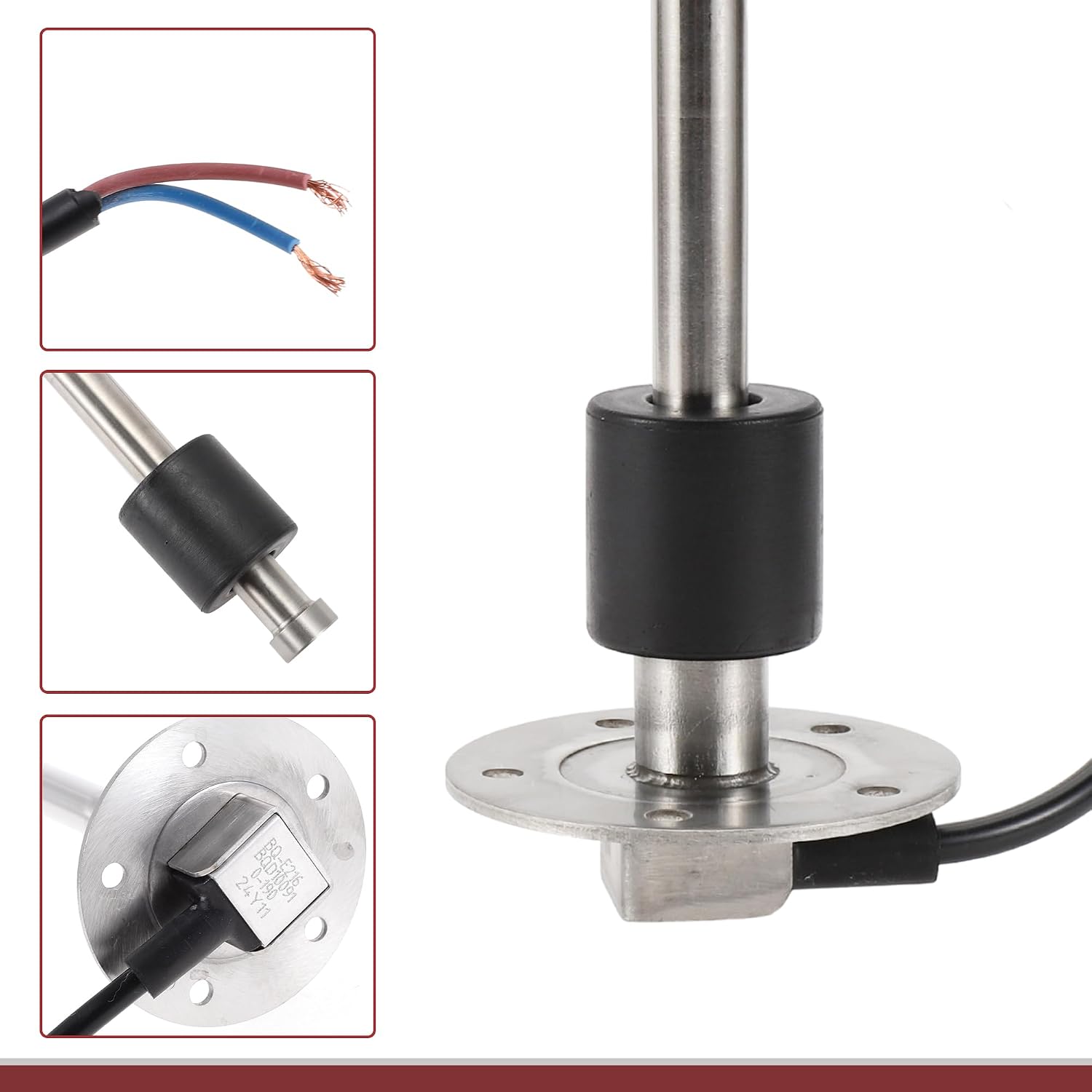 1 Set Fuel Sending Unit and Gauge Kit Boat Fuel Sending Unit Marine Fuel Sender Unit 216mm/8.5" Silver Tone,Black Metal