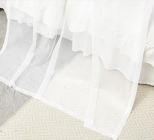 Miniatura 6 de Akiky Cortinas de cama con toldo de princesa ligera para marco de cama matrimonialqueen, marco de madera, cortina transparente de 2 paneles