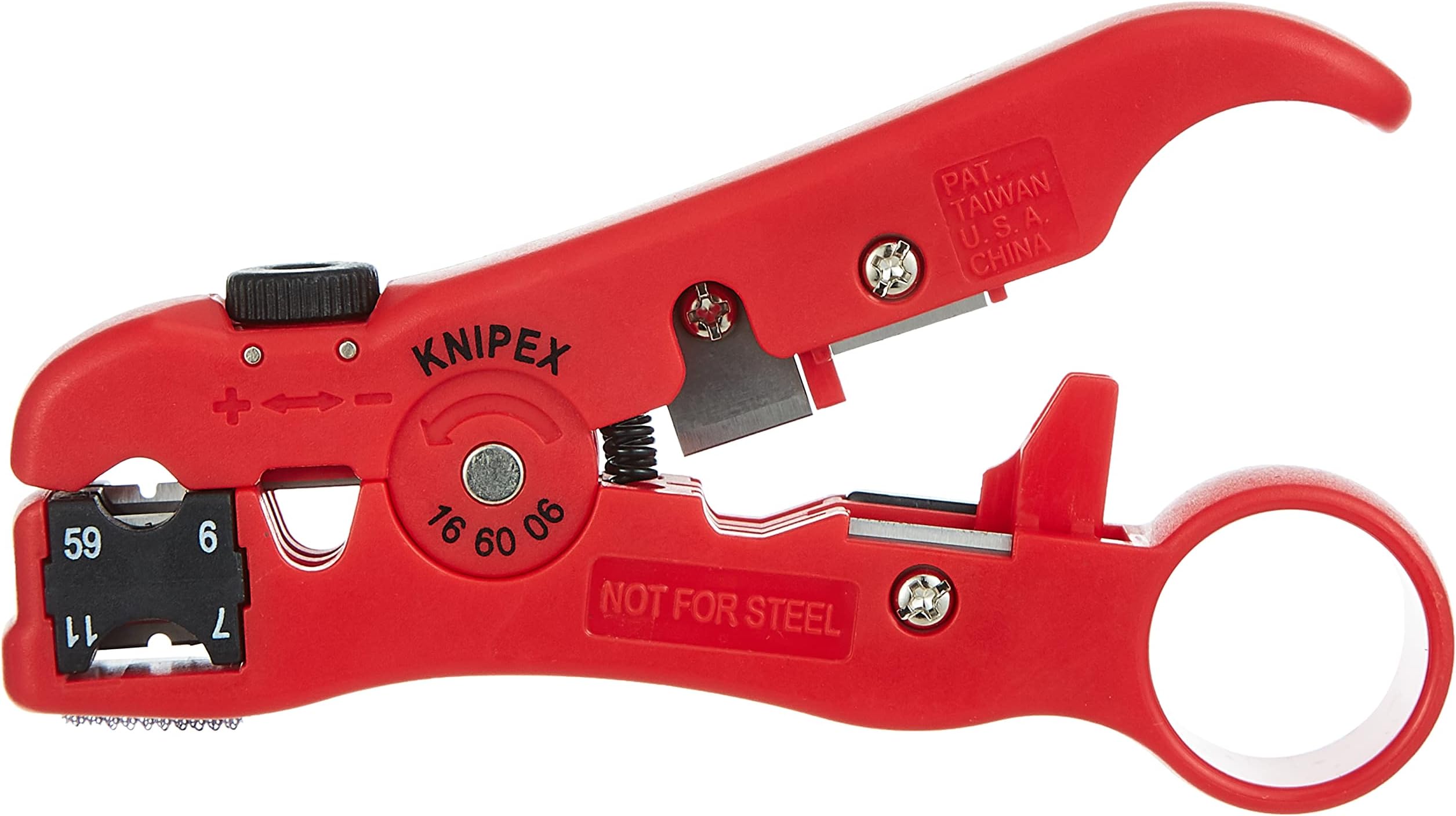 16 60 06 SB Stripping Tool for Coax Cables 125 mm (Blister Packed), Red