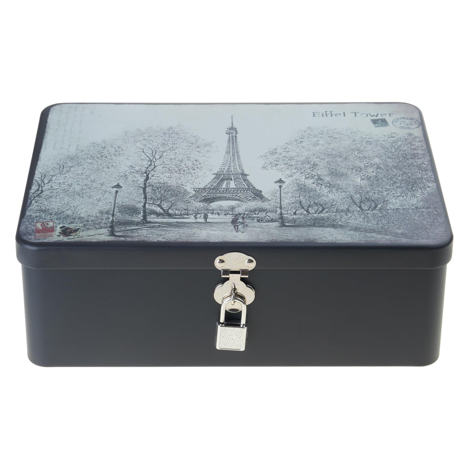 HDOYTXXM Lockable Tin Container Elegant Designs Metal Box for Confidential Documents Essential Home Storage Solution Metal Jewelry Organiser