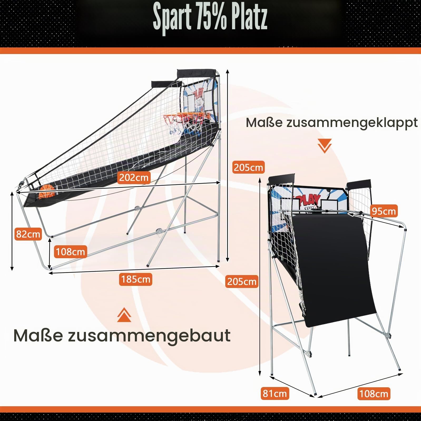 KOMFOTTEU Basketballautomat klappbar, elektronische Basketballwurfmaschine mit 2 Basketballkörbe, Basketball Schießmaschine inkl. 4 Bälle & Pumpe, Basketballkorb mit Ständer Punktezähler (Weiß)