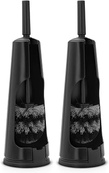 Brabantia ReNewToilet Brush & Holder Set (Matt Black) Free-Standing, Non-Slip/Scratch Base, Hygenic Discreet Toilet Bowl Cleaner (Pack of 2)