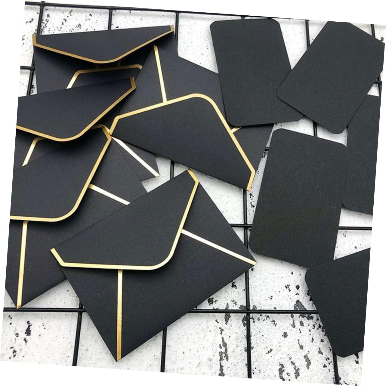 Buste per Inviti con Bordi Oro 50 Pezzi in Carta Nera