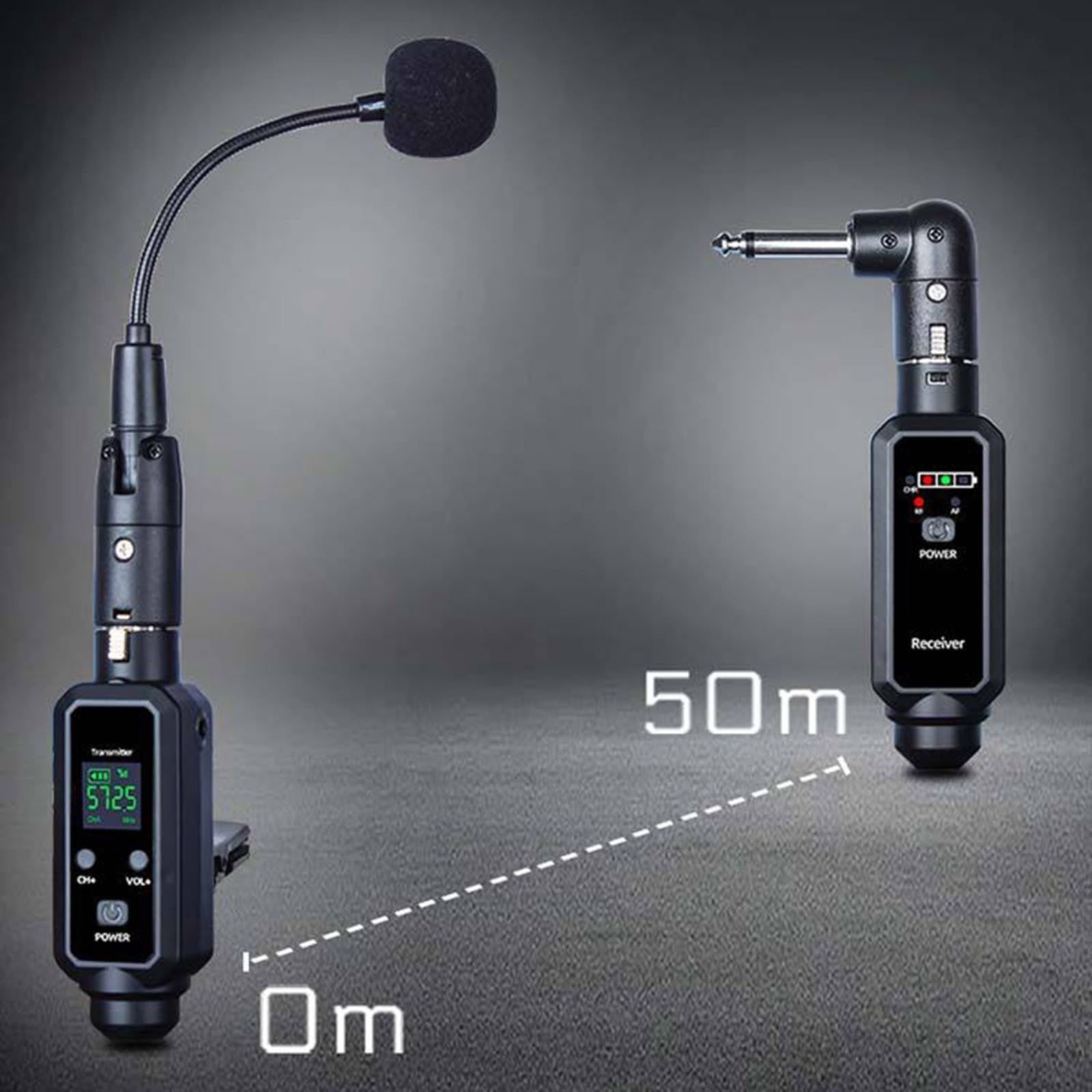 Professionelles UHF Funkmikrofon System für Saxophon Trompete Erhu mit 16 Kanälen Empfänger und Sender 570-590MHz Reichweite(1 IN 2)