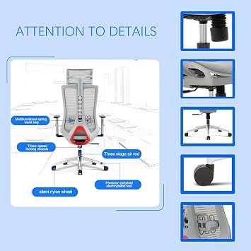 Ergonomic High Back Mesh Office Chair with Adjustable Headrest, Lumbar Support & PU Armrests, Tilt Lock Computer Desk Chair