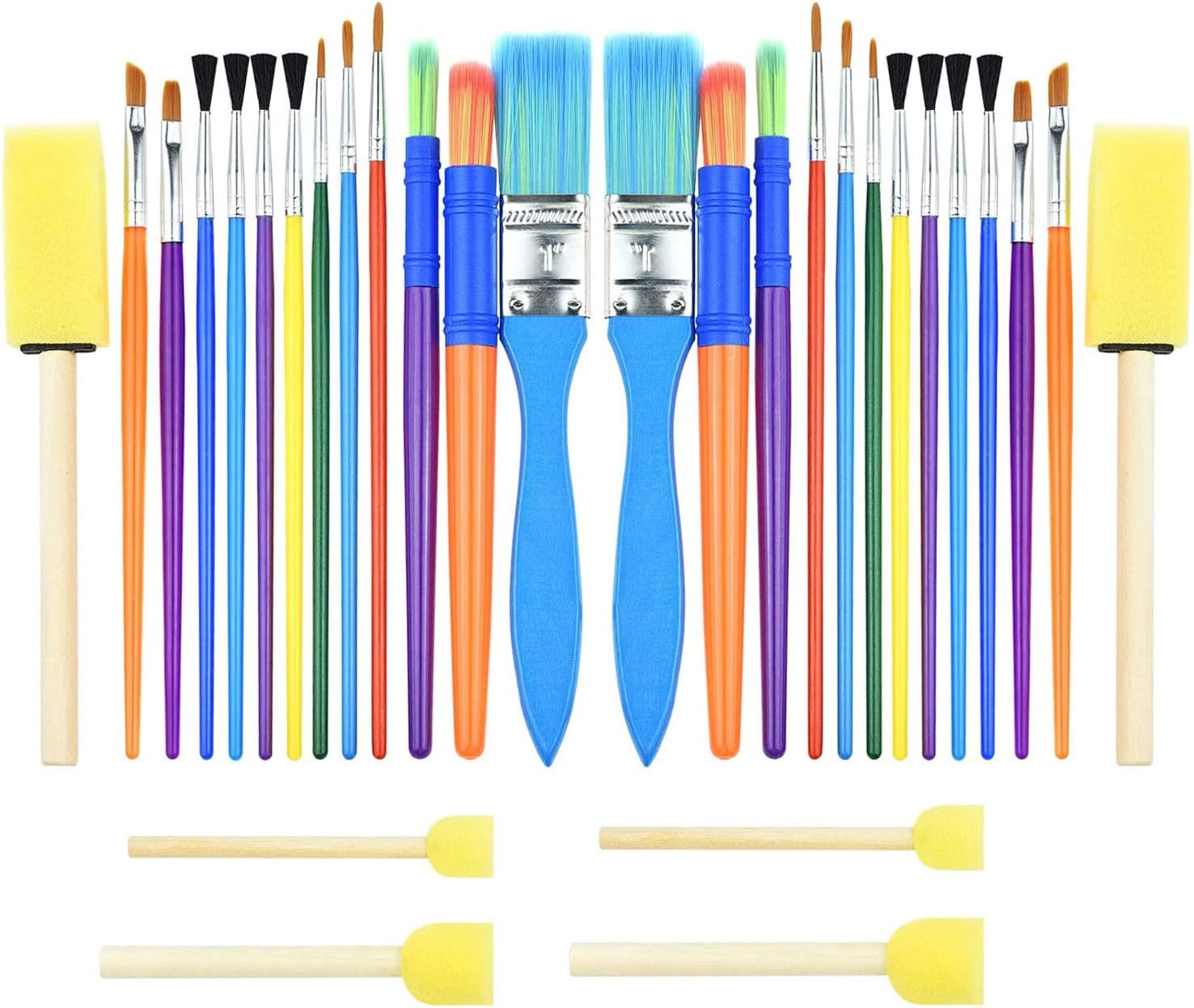 30PCS Colorful Kids PAINT BRUSH Set, Childrens Paint Brushes Starter