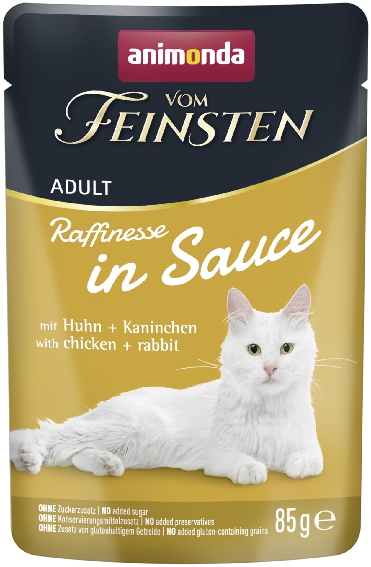 animonda Vom Feinsten Adult Rffinesse karma dla kotów w sosie, opakowanie mieszane (12 x 85 g), mokra karma z tauryną i witaminą D3, bez dodatku cukru, soi i zbóż