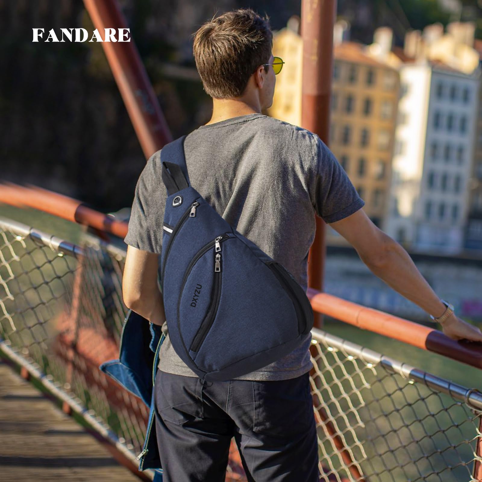 FANDARE Ultraligero Bolso Pecho Hombre Mujer Bolsos Cruzados Bolso de Pecho Bandoleras Cruzada Sling Crossbody Bag para Viaje Deportes Ciclismo Montañismo pequeña Mochila Impermeable Nailon Azul