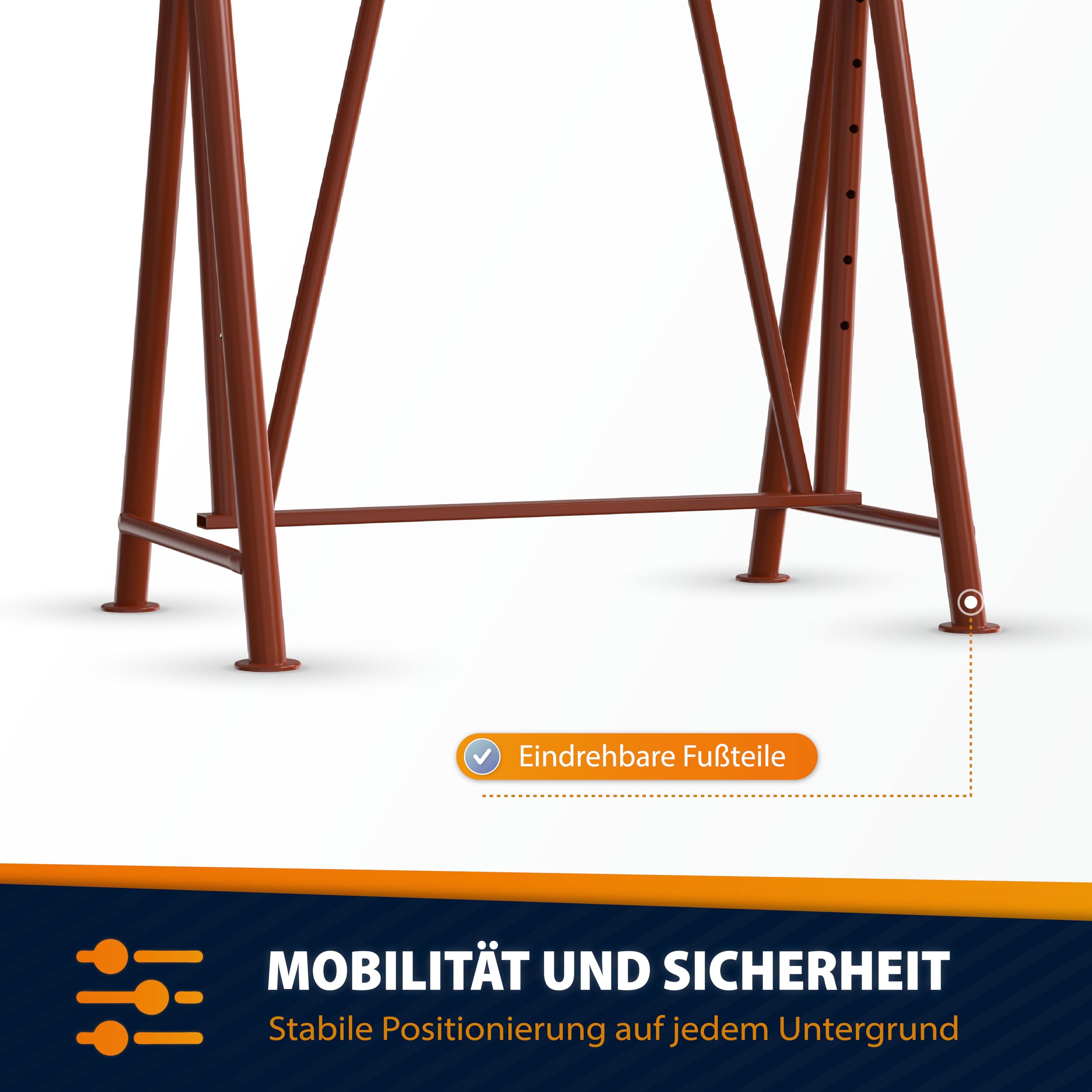 SCHAKE Arbeitsbock [1,5t Tragkraft] Arbeitsböcke klappbar - Faltgerüstbock Compakt S Gr.1 (10121S) - Böcke höhenverstellbar - Klappbock & Montagebock - Unterstellbock höhenverstellbar