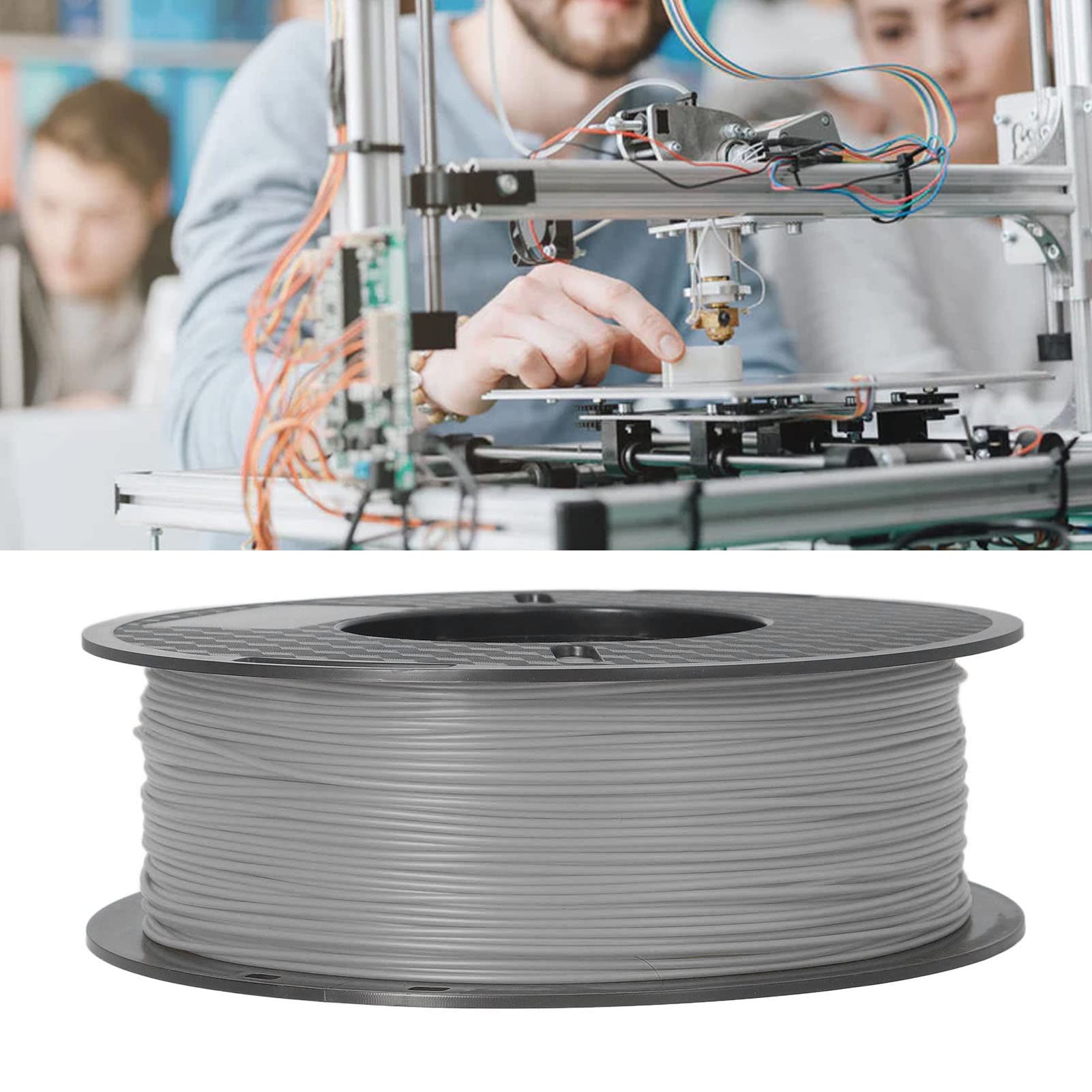 Wakects Filament PLA 1,75 Mm, Szpula do Drukarki 3D 1 Kg, dokładność ± 0,02 Mm, Uszczelnienie Próżniowe, Druk w Temperaturze od 374 do 410°F dla Hobbystów Zajmujących się Prototypowaniem FDM (SILVER)