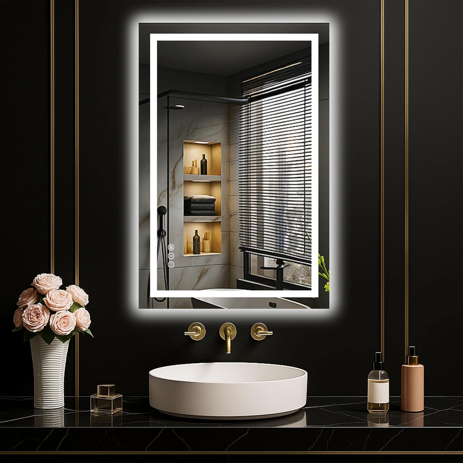 LOAAO 20"x30" LED Mirror for Bathroom, Lighted Bathroom Mirror with Lights, Anti-Fog, Dimmable, Memory Function, Easy to Install, Clear Reflection Led Bathroom Mirror (3 Light Modes) 20"L x 30"W