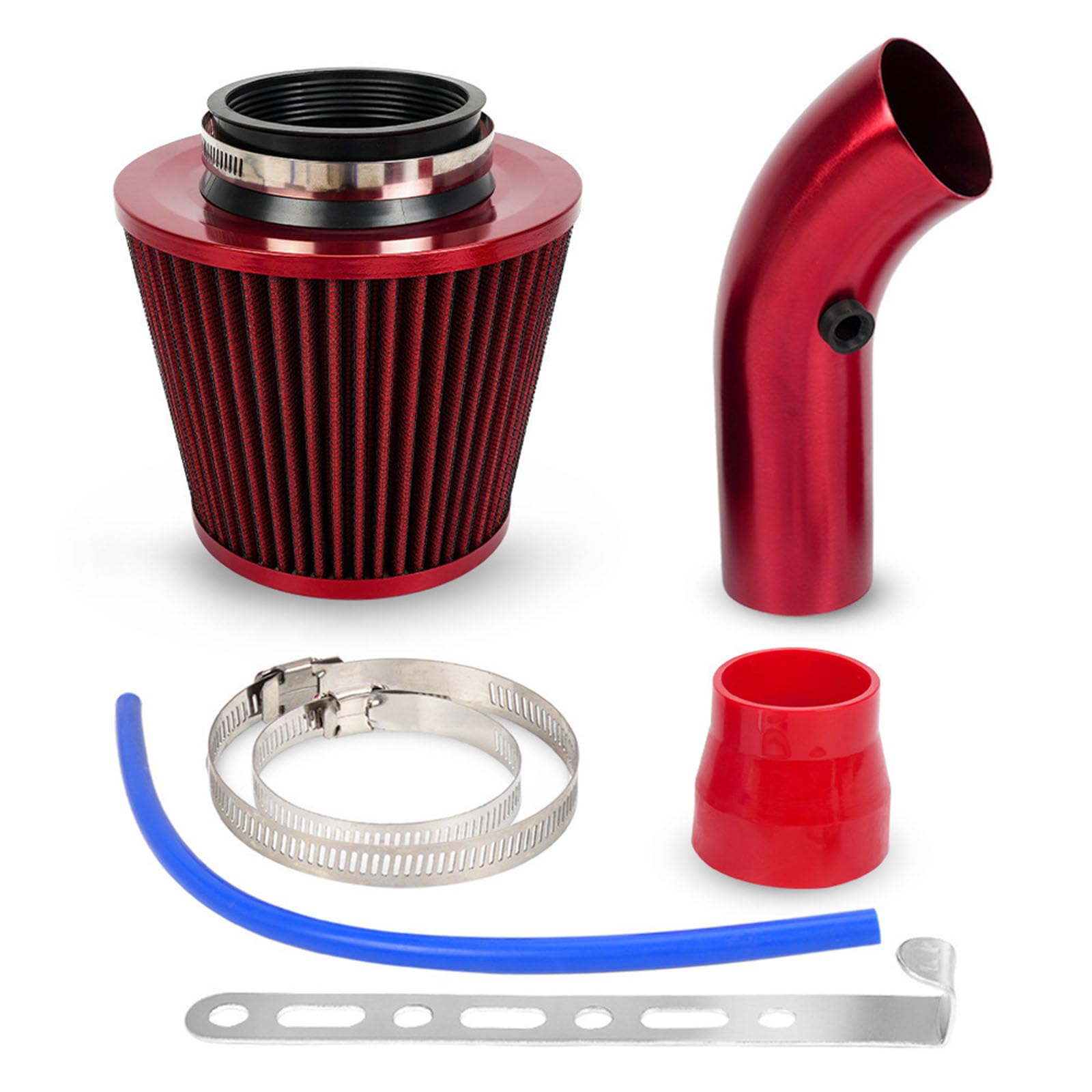 Filtro Aria Sportivo Auto per BMW 1er 120d E87 130i E87 | Kit Aspirazione Aria Fredda Auto 76mm 3 Pollici, Tubo in Alluminio con Filtro Aria Conico Sportivo Lavabile