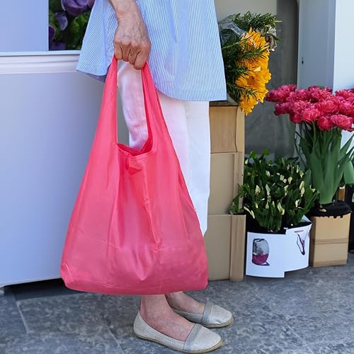 Miniatura 6 de allydrew Bolsas de comestibles reutilizables de nailon plegables grandes y pequeñas, juego de 2