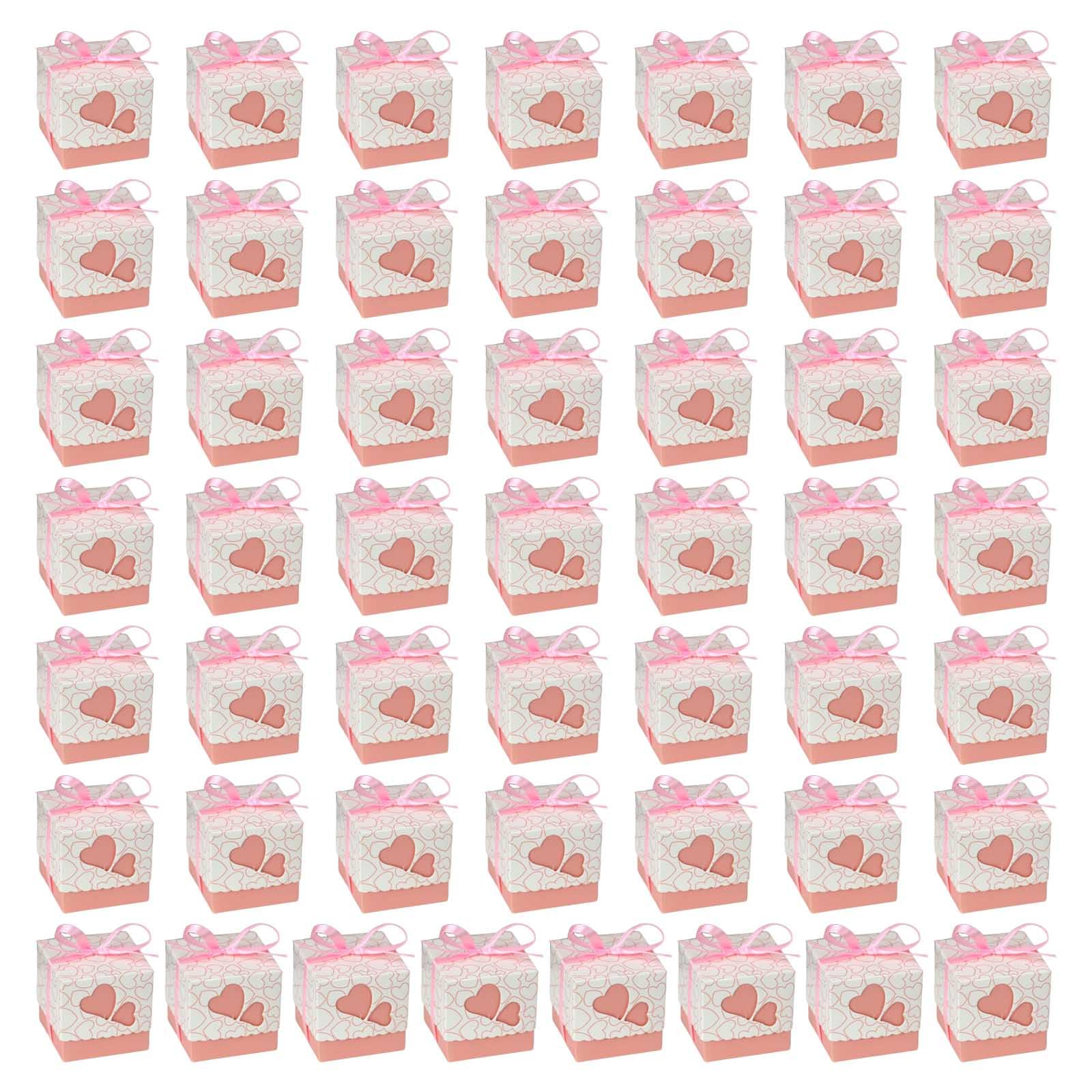 Buxuaaaa 50Pcs Square Candy Boxes Multipurposes Organization Holder Access for Travel Camping Love Heart Candy Boxes