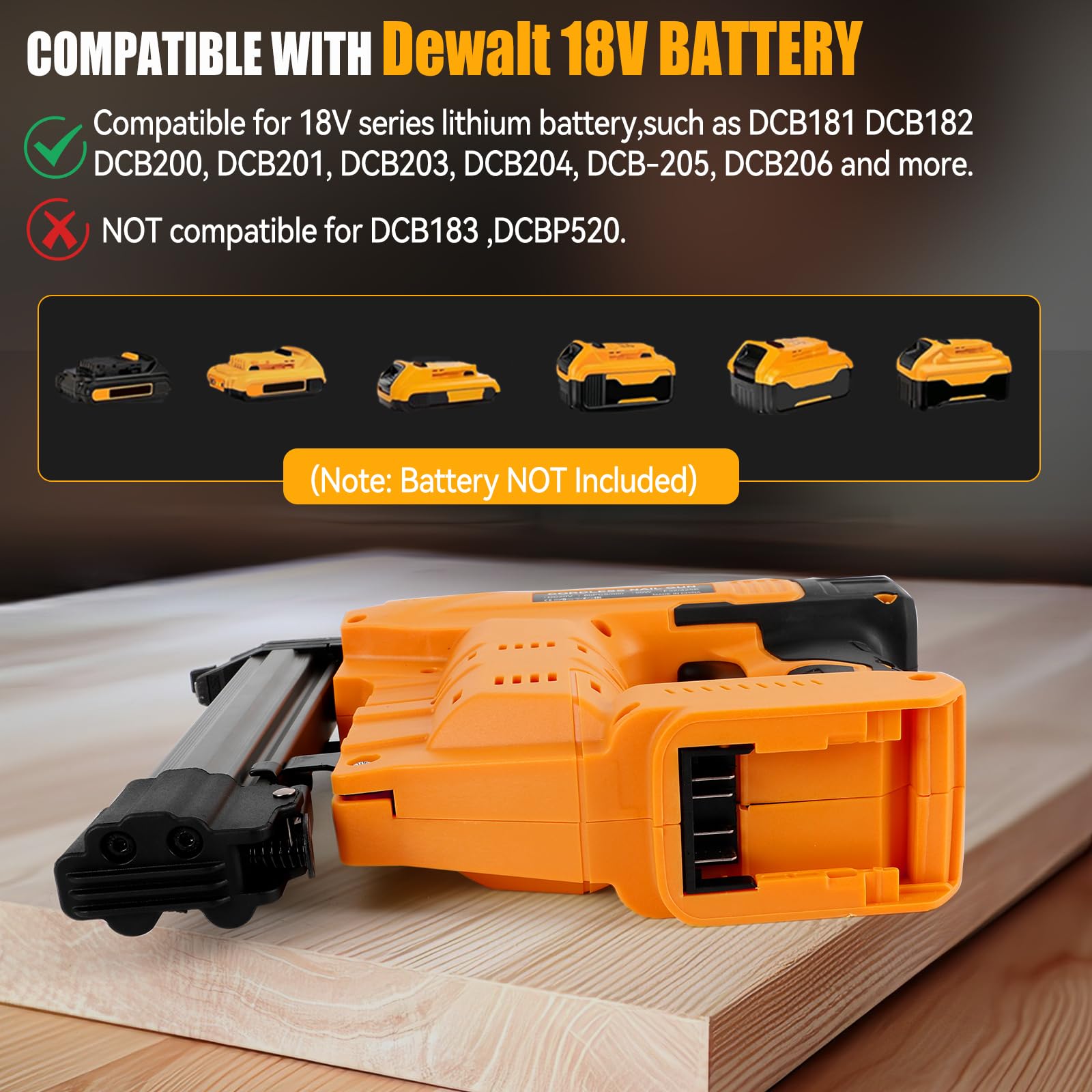 Chiodatrice senza fili da 18 GA per Dewalt 18 V batteria (senza batteria), 2 in 1 senza spazzole, pistola per unghie, pinzatrice, chiodatrice con 1000 chiodi e 1000 punti metallici, per progetti fai