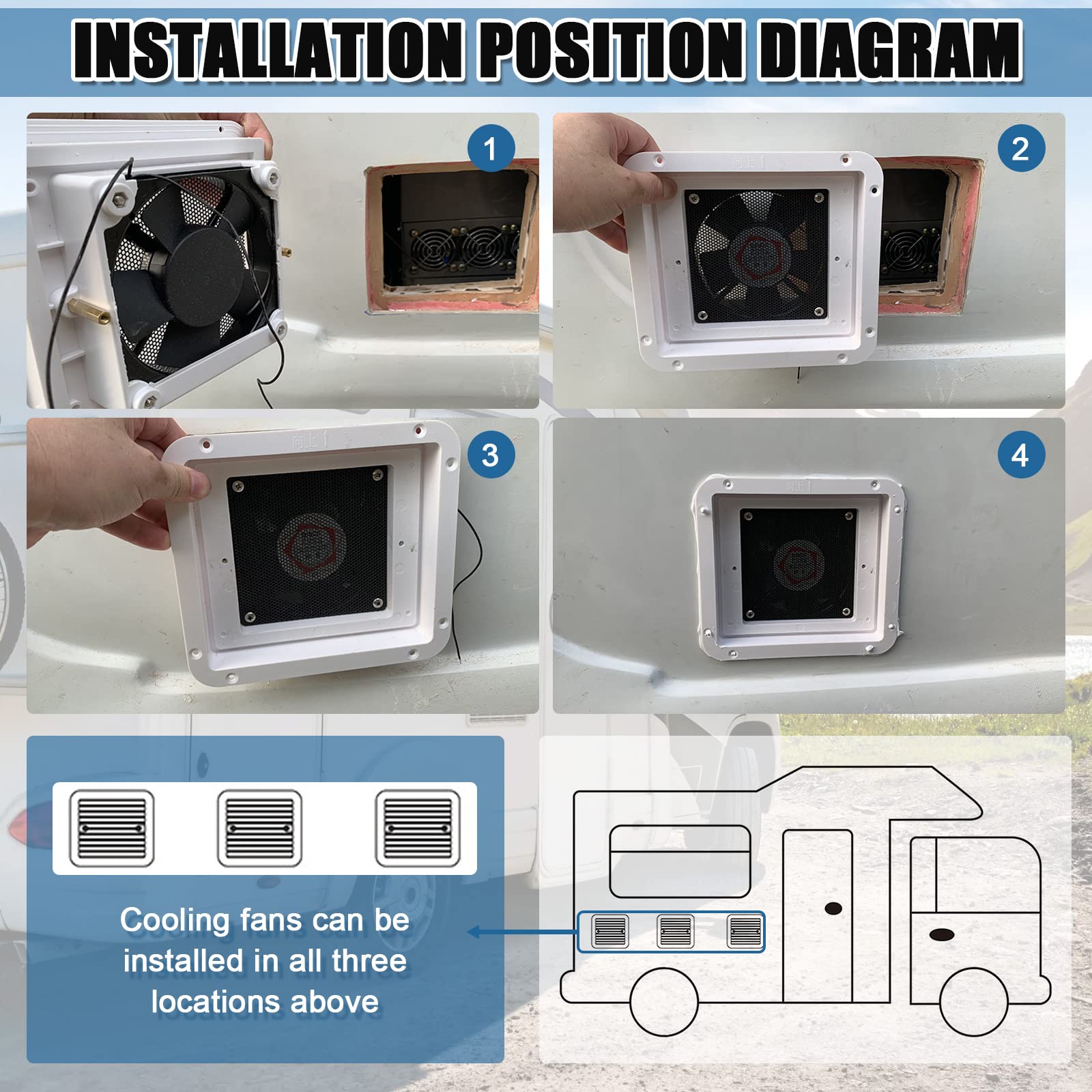 Ventilateur d'extraction pour Caravanes 2,4W 12 V Ventilation d'air Maximale pour Ventilateur de Toit, Ventilateur d'extraction Réversible Latéral Silencieux pour Camping-car, Remorque (Blanc)