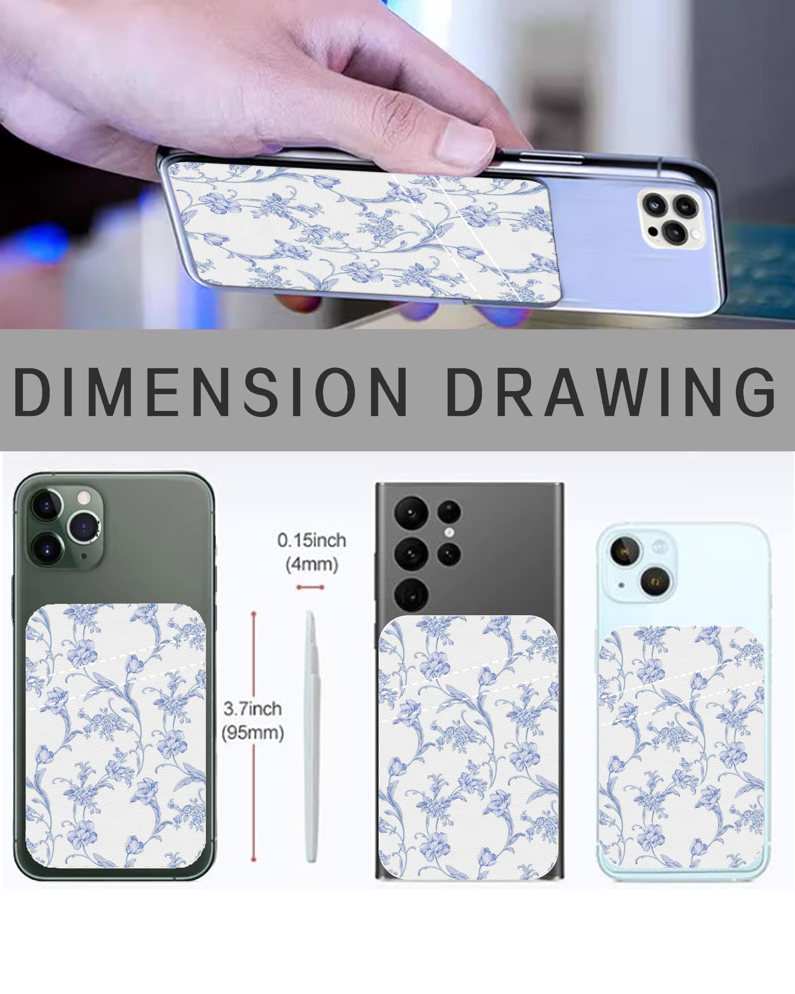 Soporte para tarjetas de teléfono, bonita cartera de cuero para teléfono, cartera adhesiva para tarjetas de crédito de doble bolsillo, compatible con la mayoría de teléfonos celulares, Linda
