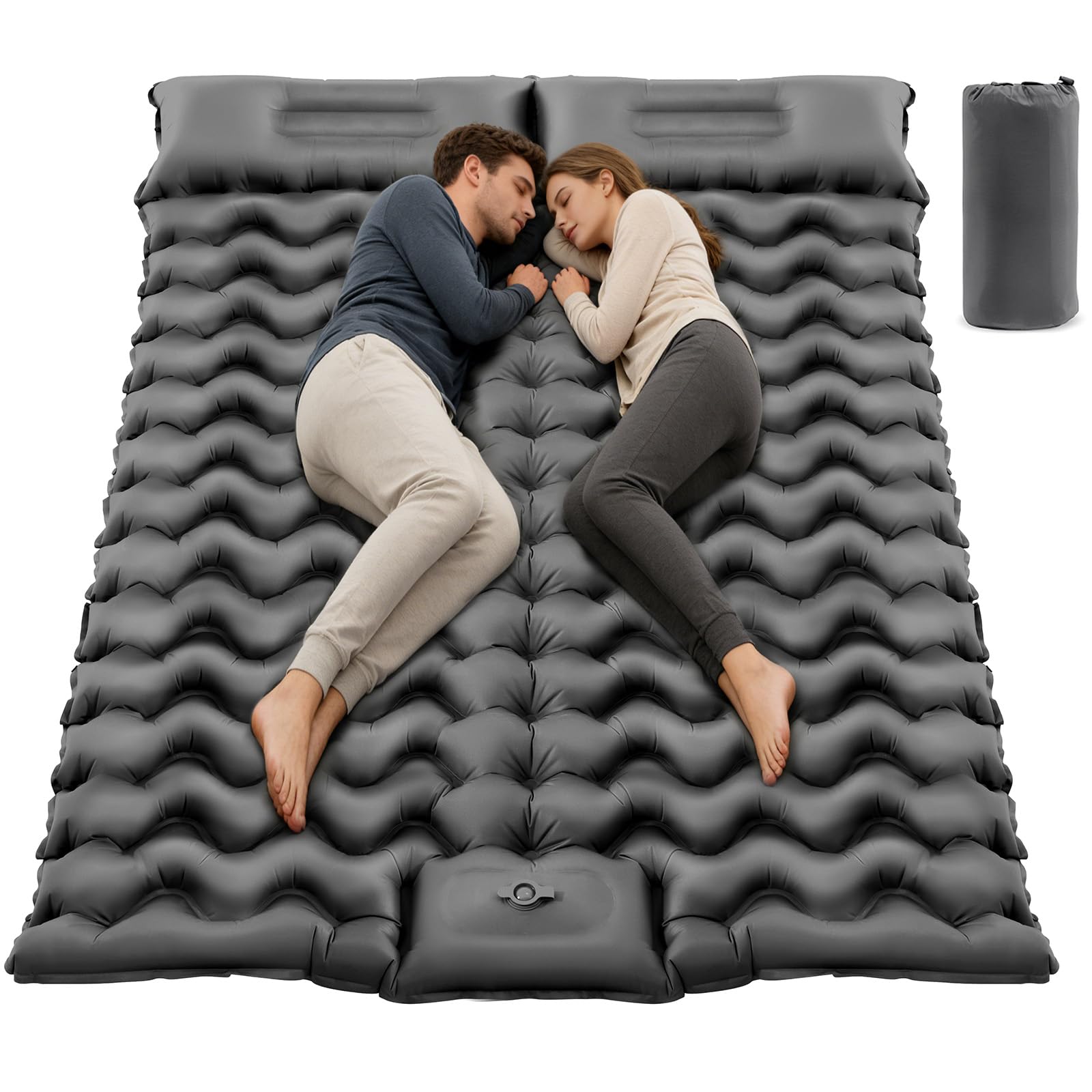 PHYSEN Luftmatratze Camping für 2 Personen 196x130cm – Fußpumpe – wasserdichte – Haltbare Isomatte für Garten, Festivals, Strand und Outdoor-Abenteuer
