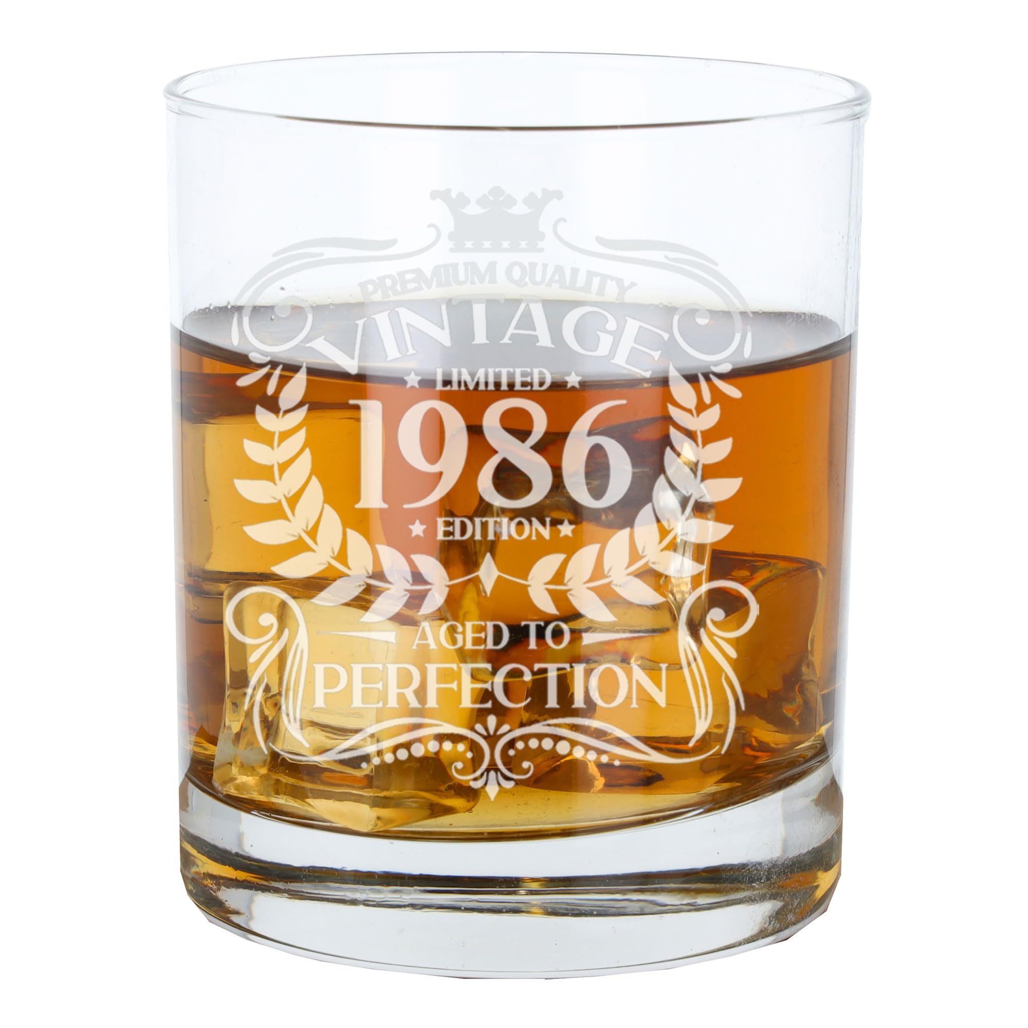 Always Looking Good 40th Birthday Gift for Men Vintage 1986 Aged to Perfection Engraved Whiskey Glass Present for 40 Year Old Etched Whisky Bourbon Scotch Lowball Tumbler Glasses