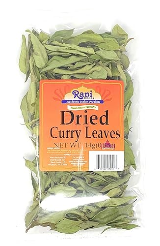 Rani - Hojas enteras de curry secas (Kari Neem Patha) - Especia india de 0.5 onzas (0.49oz) No irradiadas Todo natural Vegana Apto para gluten