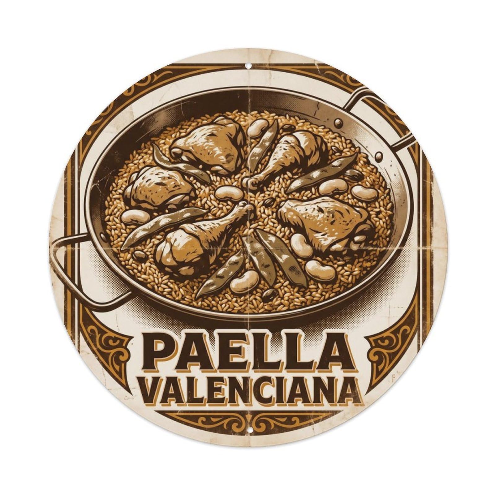 Spanish Paella Rice Cuisine Culture Vintage Metal Tin Sign