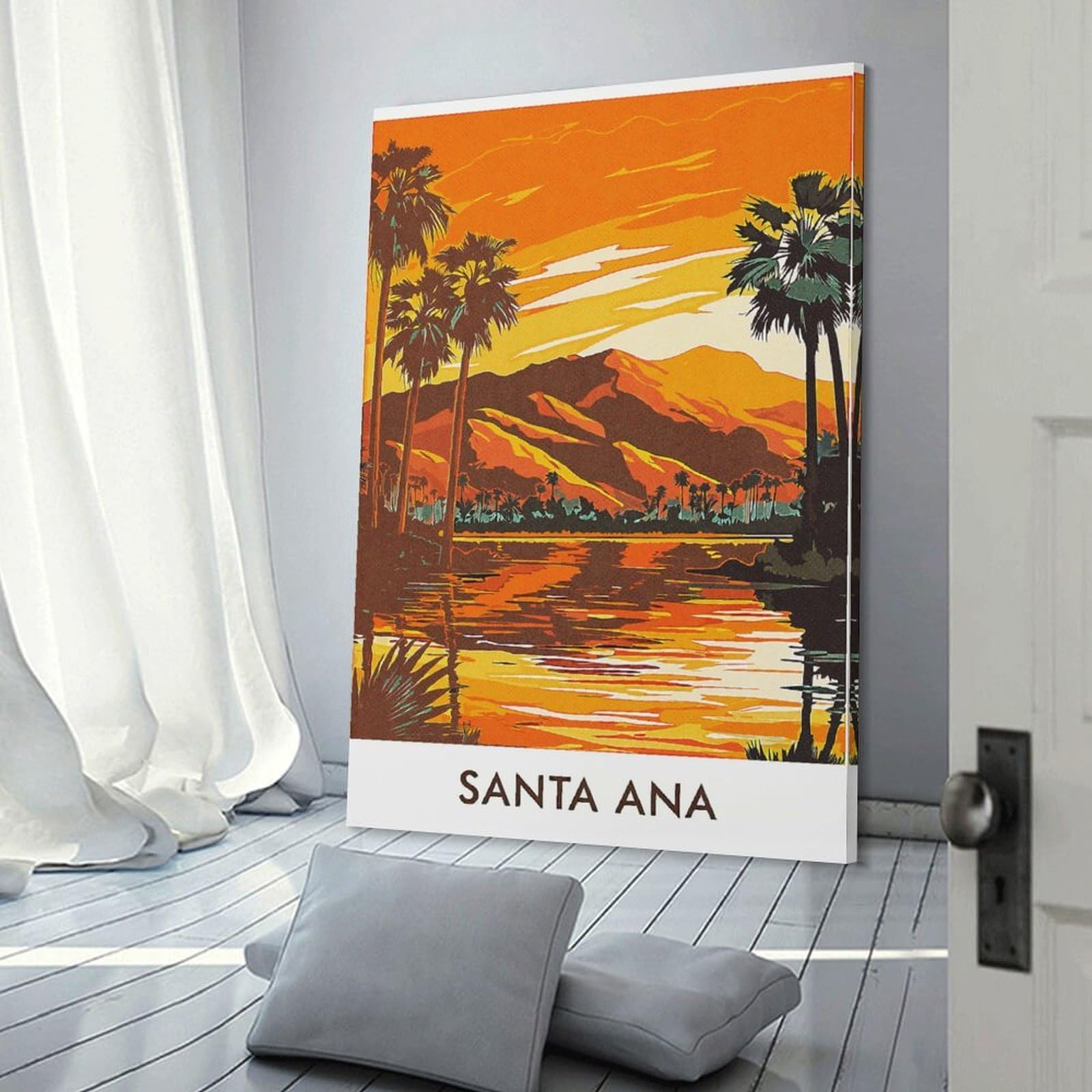 Junmoney Decorative Canvas Print Santa Ana Sunset, 16x24inch(40x60cm), for Study, Office Or Apartment Decor, Gift Idea for Housewarming And Birthdays