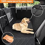 Dog Car Seat Cover Protector, 100% Waterproof Pet Dog Seat Cover Nonslip Bench Seat Covers Armrest Compatible for Back Seat Universal Size for Cars, Pickup Trucks, SUVs with 2 Belt
