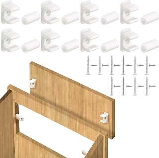 Juexica 8 Pairs False Cabinet Front Clip False Drawer Front Clips Sink Tip Out Snap with Screws and Screwdrivers for Hardware Replacements(White)