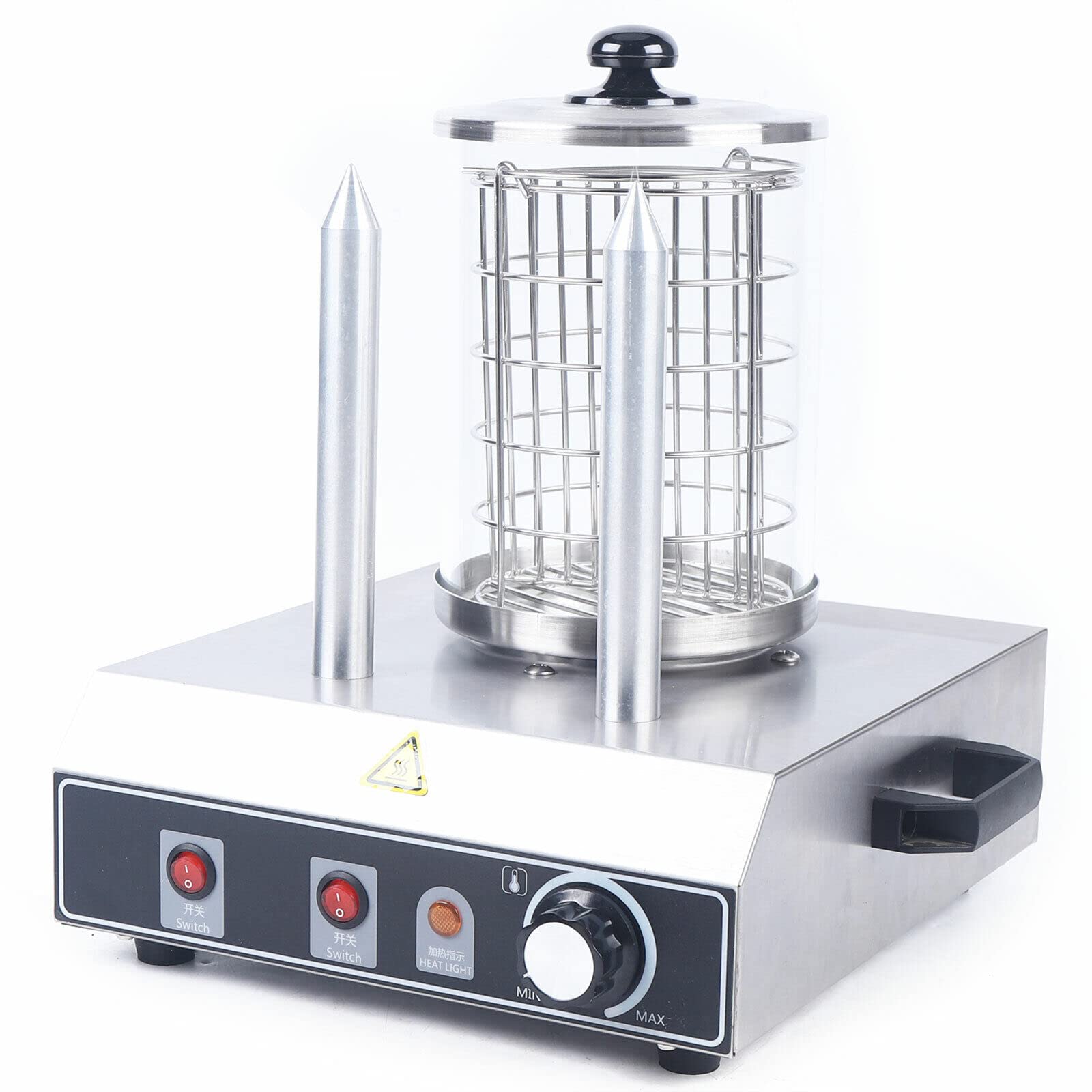 Riscaldatore Salsicce Elettrico Hot-Dog Macchina Professionale Con 2 Spiedini Riscaldanti Ristorante Per Salsicce Panini Elettrodomestici