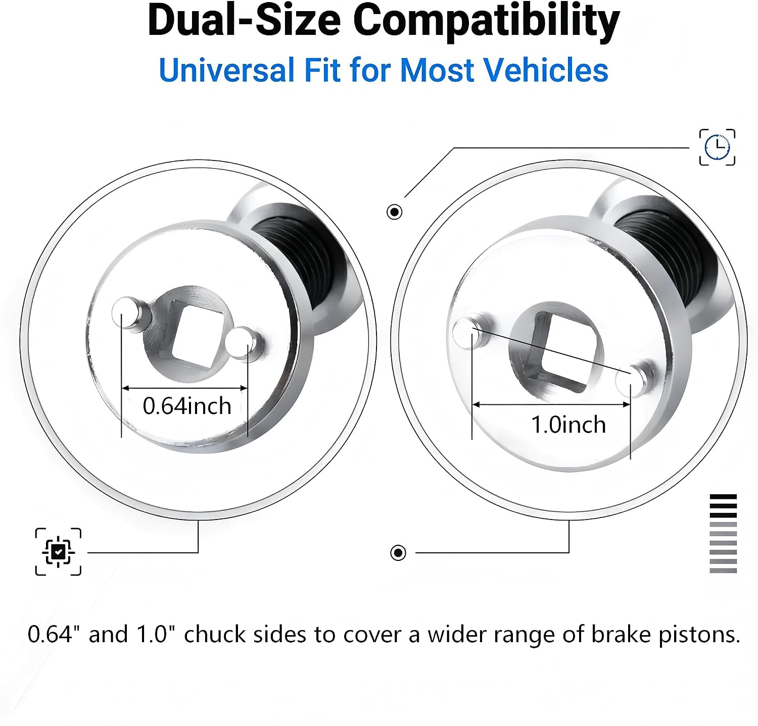 Car Disc Brake Caliper Piston Rewind Tool, Brake Pad Wind Back Replacement Tool, Heavy-duty Steel Rustproof Caliper Compression Device, Universal Repair Accessory for Most Cars (Silver)