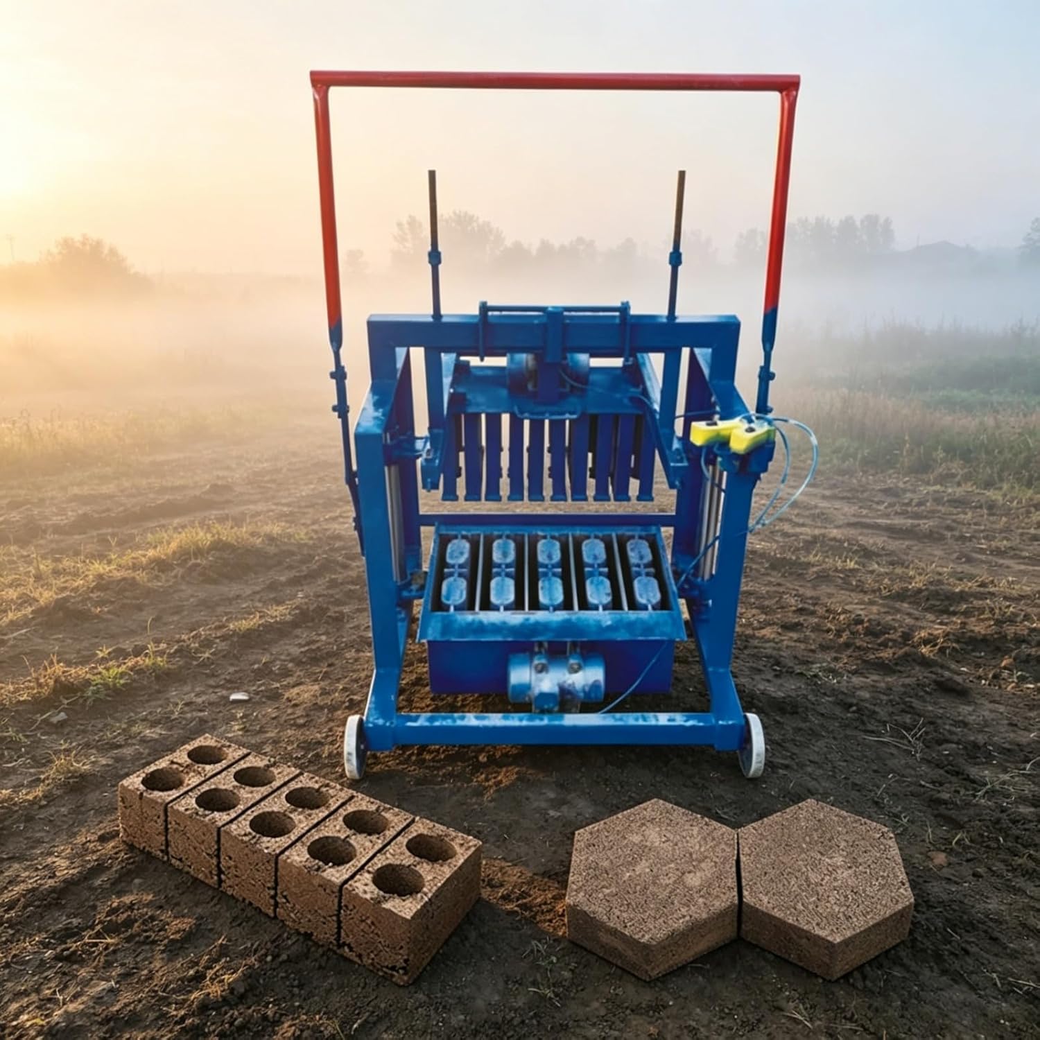 Portable Concrete Block Making Machine Mobile Electric Hollow Brick Maker for On Site Construction Farm Building and Small Scale Projects Lightweight Cement Block Moulding Machine