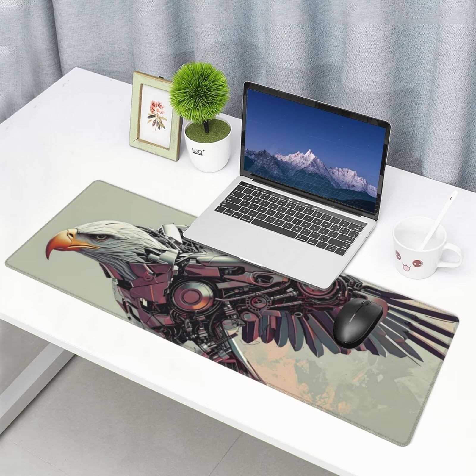 Tappetino Mouse, Tappetino Mouse Gaming Grande XXL 1500x800x3mm Tappetino Scrivania Mouse Pad, Base in Gomma Antiscivolo, Bordi Cuciti,Lavabile, Mousepad per Ufficio e Gaming (aquila) R-442