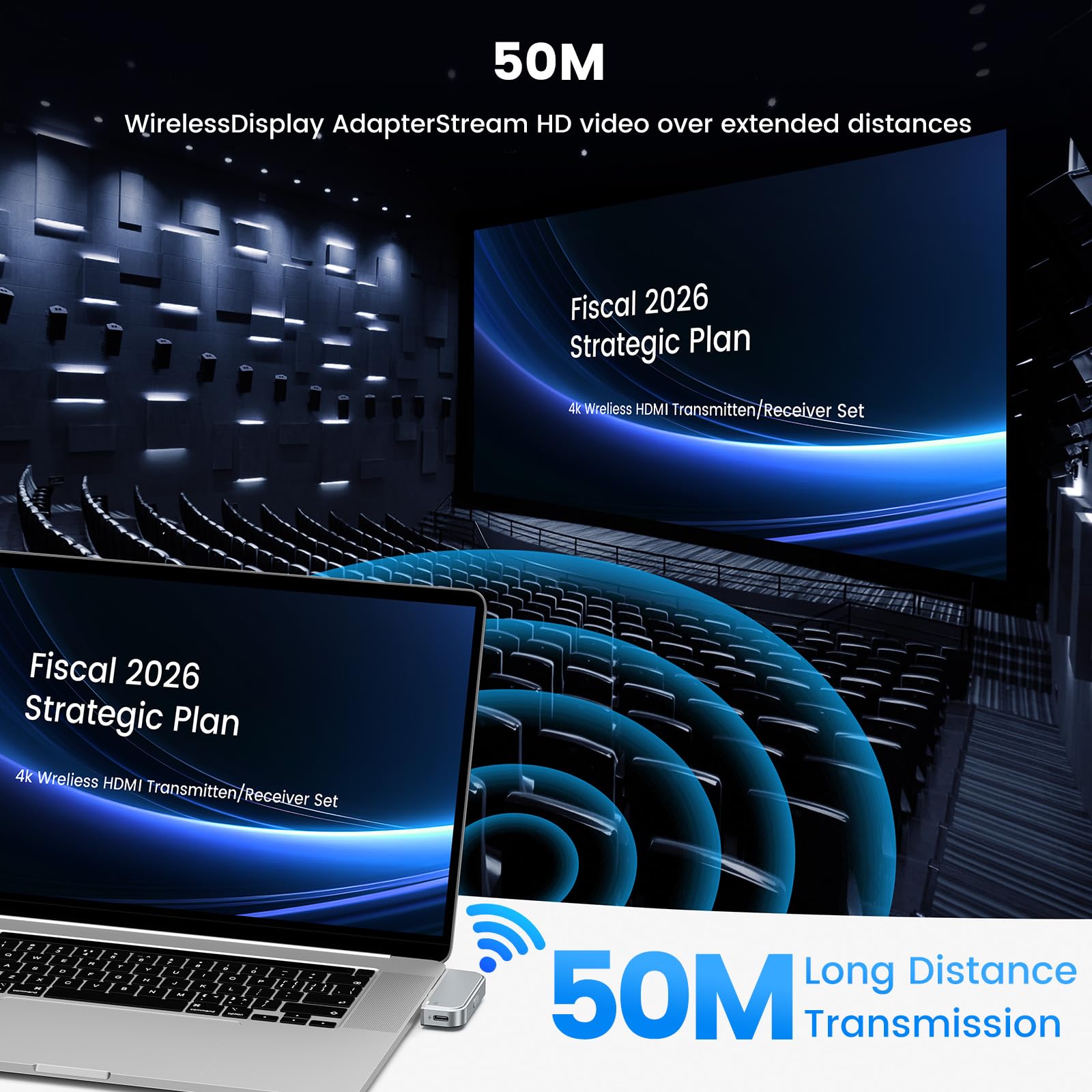 Bezprzewodowy nadajnik i odbiornik HDMI Type-C 50M 1080P@60Hz Plug&Play
