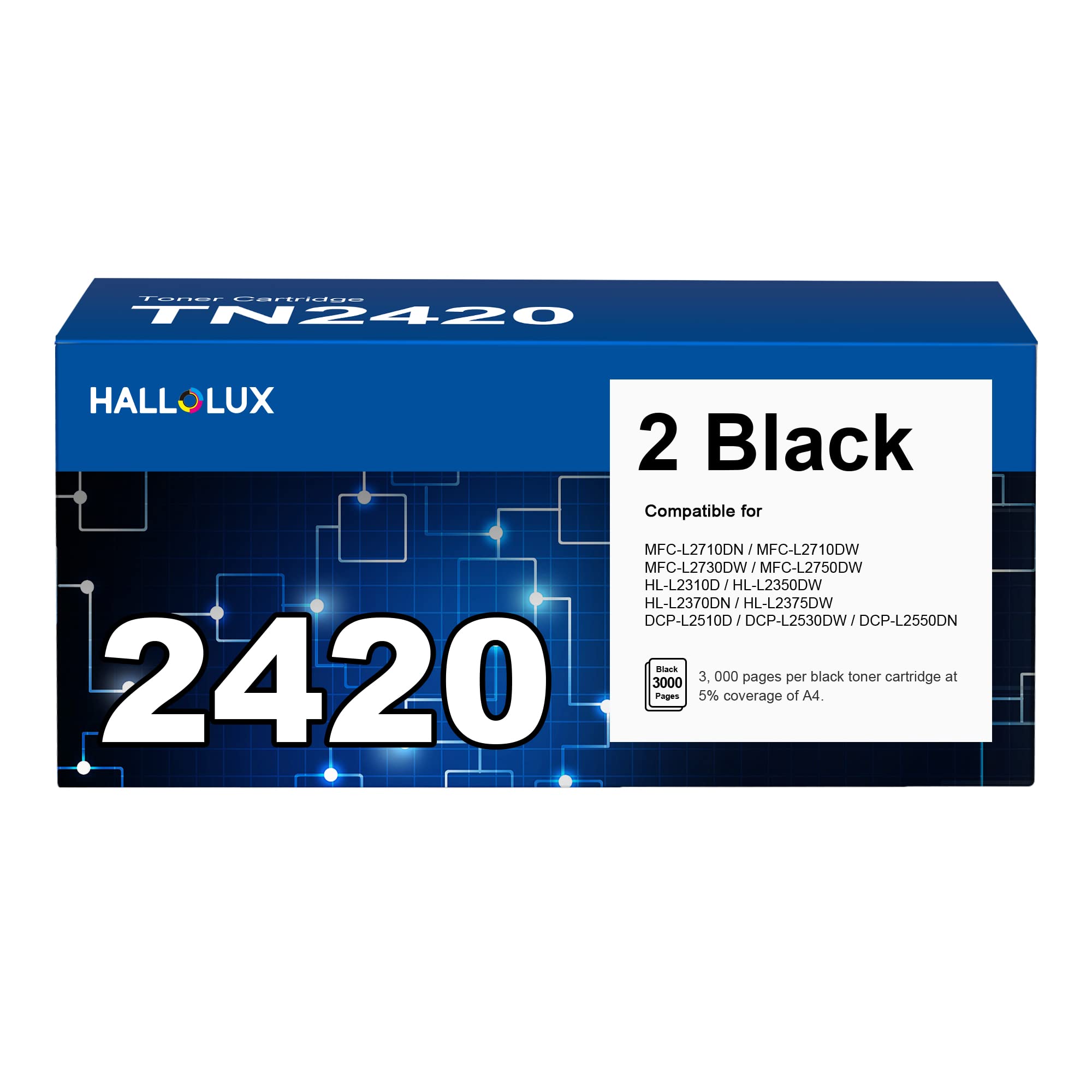 TN2420 TN2410 Tonerkartusche Kompatible für Toner Brother MFC L2710DW MFC-L2710DN HL-L2350DW HL-L2375DW DCP-L2530DW HL-L2310D HL-L2370DN MFC-L2730DW für Brother TN-2420 TN-2410 (2 Schwarz, 2er-Pack)