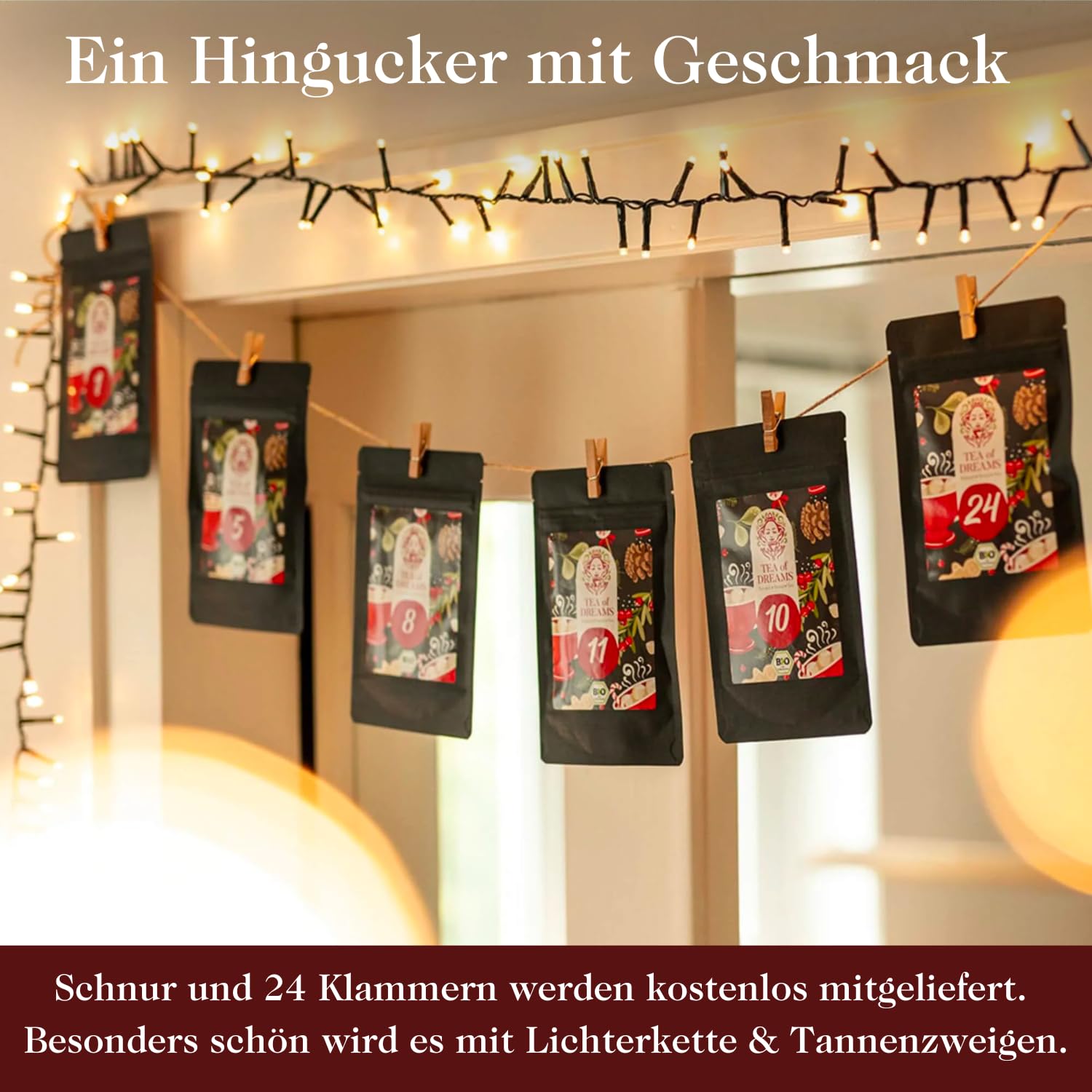 Tee Adventskalender 2026 Bio - Geschenk für Frauen und Männer - Mit Liebe gefertigt von Menschen mit Behinderung - 24 x 10g Weihnachtskalender
